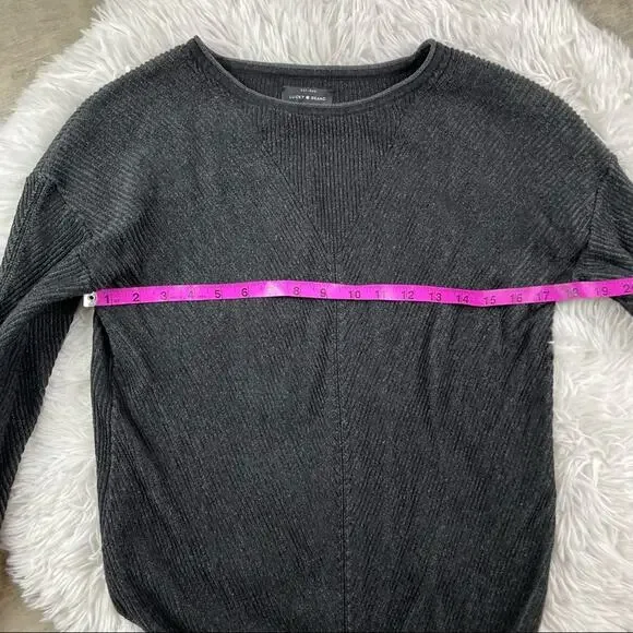 Lucky Brand Ribbed Front Knot Tie Sweater. Dark gray. Size medium. - Picture 6 of 9
